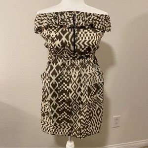 Alya Mini Front-Zip Strapless Ruffle Dress